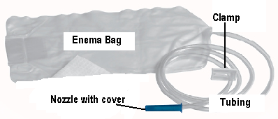 Enema bag with pre-lubricated 60-inch (about 150 cm) tubing