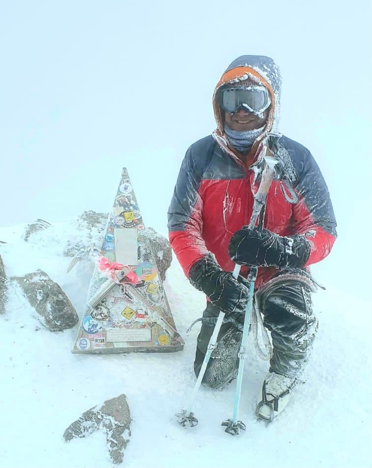 Dr. Maher A. Abbas at the summit of Mount Elbrus